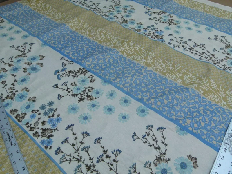 P1010872.jpg Gp&j Baker Lifestyle Madurai Aqua/cobalt Blue Floral Embroidery Stripe Cotton MSRP US196/y