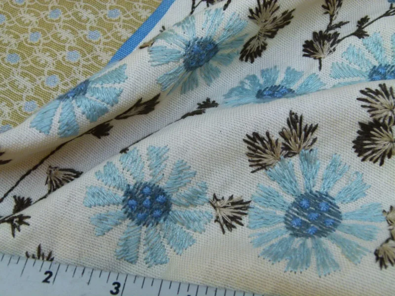 P1010879.jpg Gp&j Baker Lifestyle Madurai Aqua/cobalt Blue Floral Embroidery Stripe Cotton MSRP US196/y