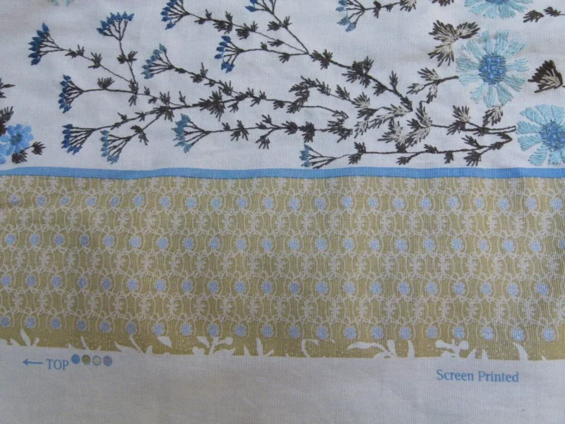 P1010882.jpg Gp&j Baker Lifestyle Madurai Aqua/cobalt Blue Floral Embroidery Stripe Cotton MSRP US196/y