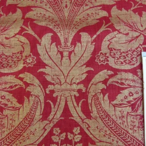 P1010899.jpg By Yard GP & J Baker Lee Jofa Venetian Damask Red Gold Linen Print Renaissance Pomegranate Rose MSRP USD 170