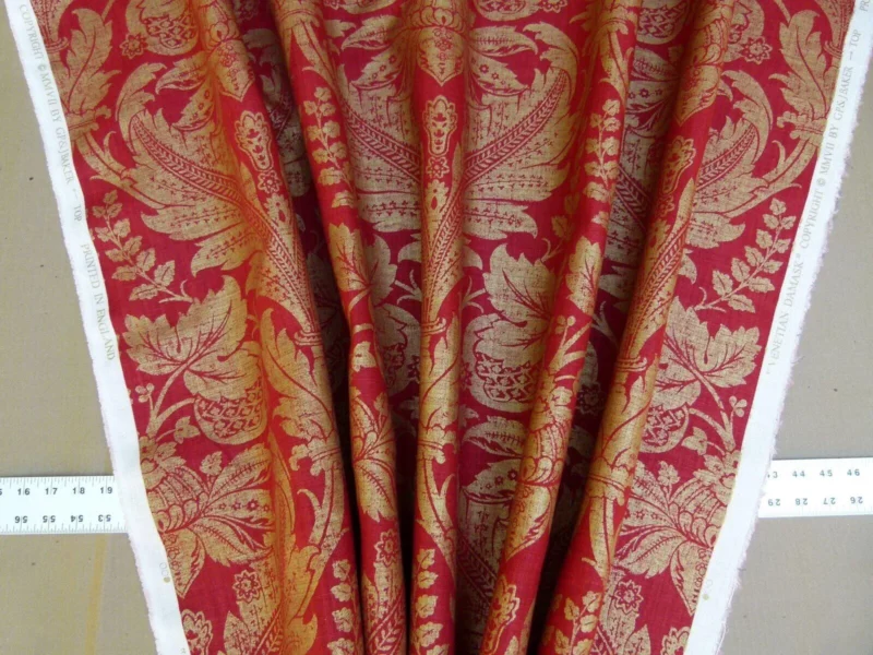 P1010904.jpg By Yard GP & J Baker Lee Jofa Venetian Damask Red Gold Linen Print Renaissance Pomegranate Rose MSRP USD 170