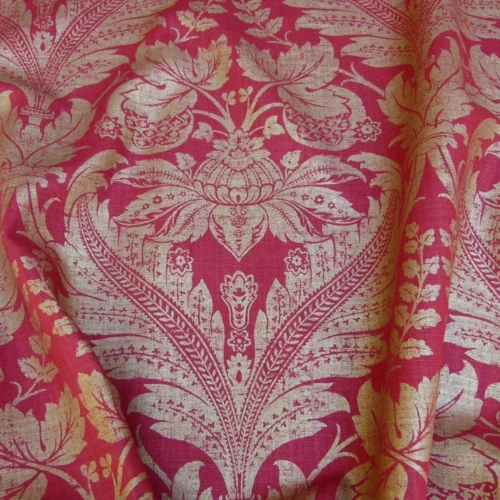 By Yard GP&J Baker Venetian Damask Red Gold Linen Print MSRP0 By Yard GP&J Baker Venetian Damask Red Gold Linen Print MSRP$170