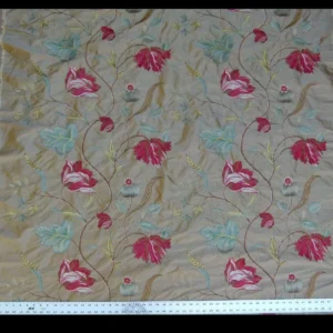 P1010907.jpg By Yard Gp&j Baker Tulip Tree Silk Embroidery Red Gold Large Scale MSRP USD 298Y