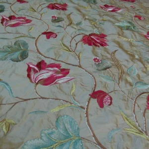 P1010908.jpg By Yard Gp&j Baker Tulip Tree Silk Embroidery Red Gold Large Scale MSRP USD 298Y