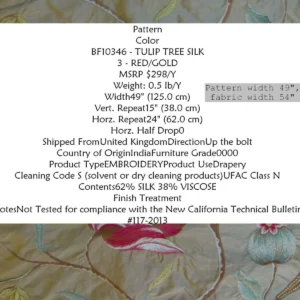 P1010909C.jpg By Yard Gp&j Baker Tulip Tree Silk Embroidery Red Gold Large Scale MSRP USD 298Y