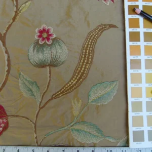P1010913.jpg By Yard Gp&j Baker Tulip Tree Silk Embroidery Red Gold Large Scale MSRP USD 298Y