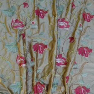 P1010918.jpg By Yard Gp&j Baker Tulip Tree Silk Embroidery Red Gold Large Scale MSRP USD 298Y