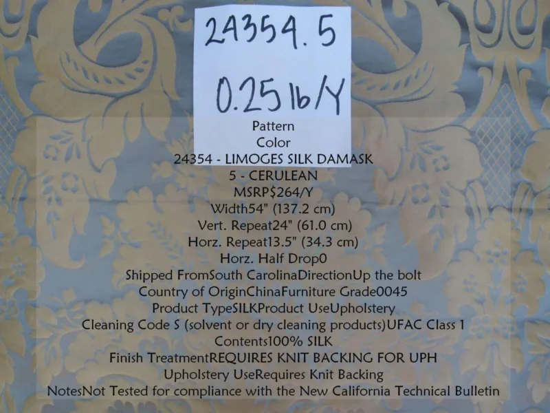 P1020011C.jpg 1y Kravet Couture Limoges 100% Silk Damask Cerulean Blue MSRP USD 264