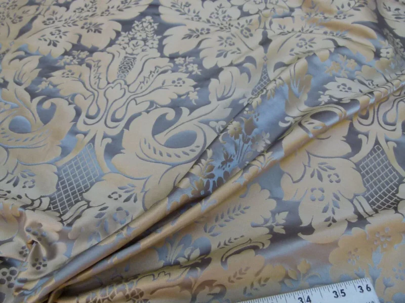 P1020012.jpg 1y Kravet Couture Limoges 100% Silk Damask Cerulean Blue MSRP USD 264