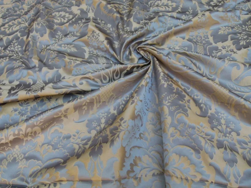 P1020017.jpg 1y Kravet Couture Limoges 100% Silk Damask Cerulean Blue MSRP USD 264