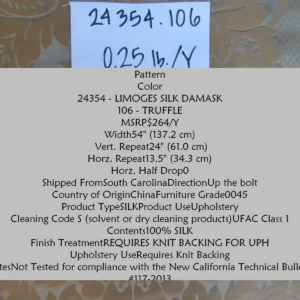 P1020047C.jpg 1.375y Kravet Couture Limoges 100%silk Damask Truffle Gold Rp264