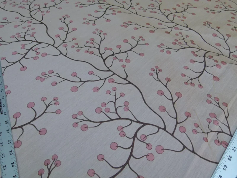 P1020068.jpg Kravet Couture Lemon Drop Color: 617 blush Pink Silk Lampas Modern Tree Bush  Berry Lampas MSRP USD 375/Y