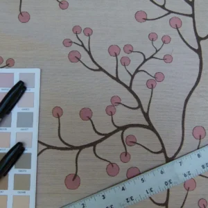 P1020070.jpg Kravet Couture Lemon Drop Color: 617 blush Pink Silk Lampas Modern Tree Bush  Berry Lampas MSRP USD 375/Y