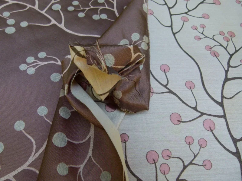 P1020072.jpg Kravet Couture Lemon Drop Color: 617 blush Pink Silk Lampas Modern Tree Bush  Berry Lampas MSRP USD 375/Y