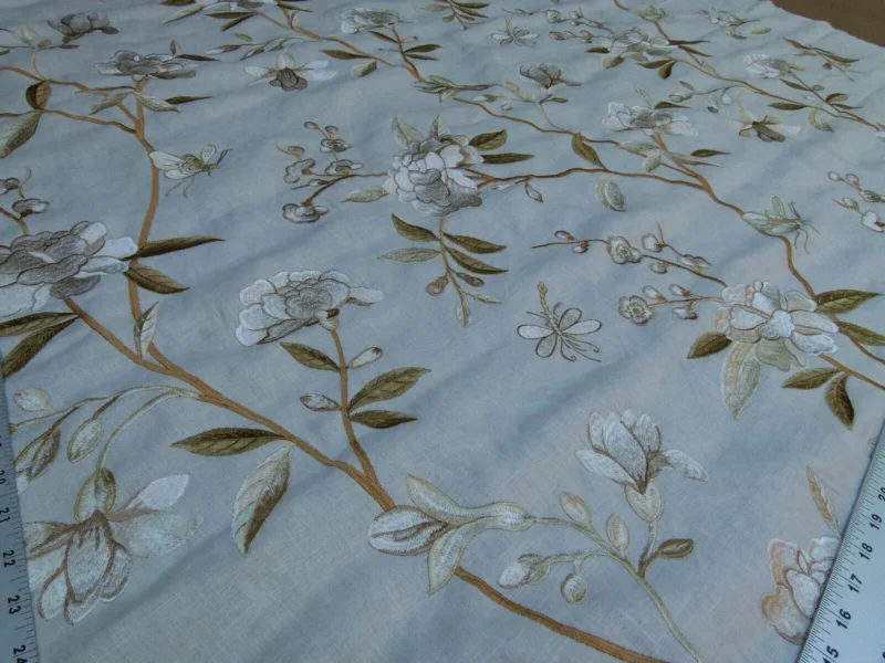 P1020124.jpg Bty Gp & J Baker Peony & Blossom Embroidery Linen Ivory Rp396y