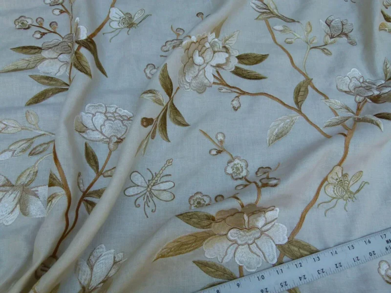 P1020128.jpg Bty Gp & J Baker Peony & Blossom Embroidery Linen Ivory Rp396y