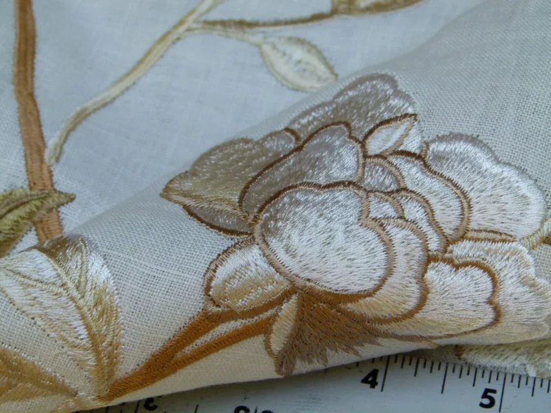 P1020130.jpg Bty Gp & J Baker Peony & Blossom Embroidery Linen Ivory Rp396y