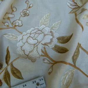 P1020133.jpg Bty Gp & J Baker Peony & Blossom Embroidery Linen Ivory Rp396y