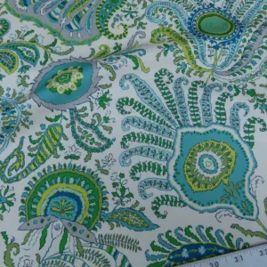 Brunschwig & Fils, FAWKES COTTON PRINT TURQUIOSE BLUE GREEN Brunschwig & Fils, FAWKES COTTON PRINT TURQUIOSE BLUE GREEN