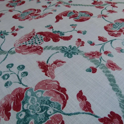 Lee Jofa Seven Oaks Coral Pink Jade Green Linen Print Jacobean Lee Jofa Seven Oaks Coral Pink Jade Green Linen Print Jacobean