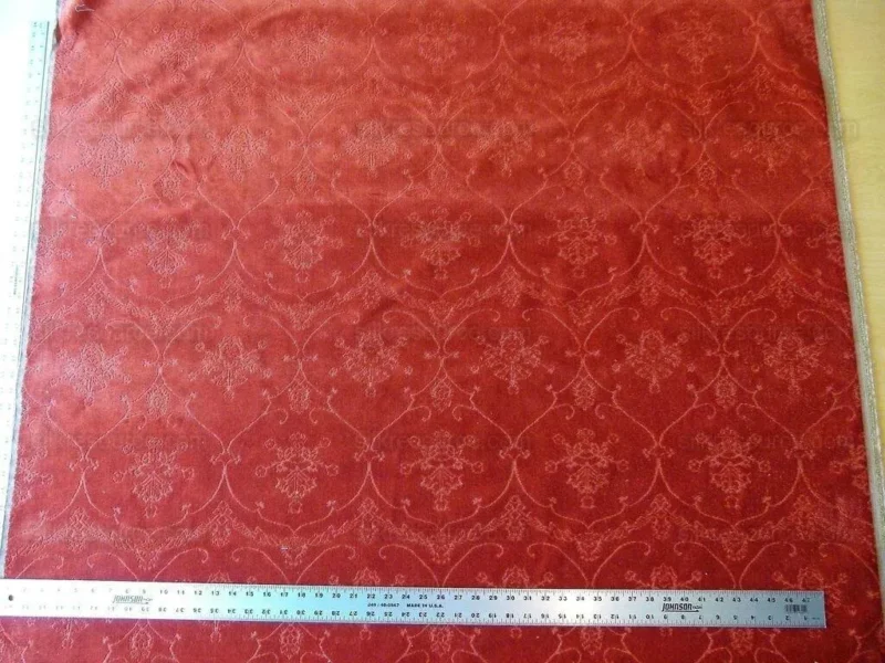 P1020300.jpg Scalamandre Pennsbury Cut Linen Velvet Renaissance Coral Red MSRP USD 504/Y