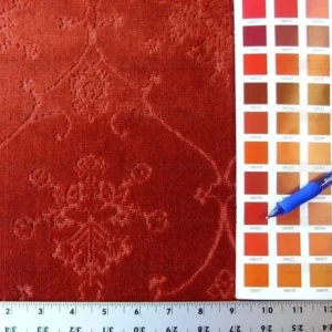 P1020303.jpg Scalamandre Pennsbury Cut Linen Velvet Renaissance Coral Red MSRP USD 504/Y