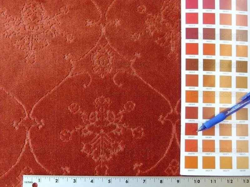 P1020304.jpg Scalamandre Pennsbury Cut Linen Velvet Renaissance Coral Red MSRP USD 504/Y