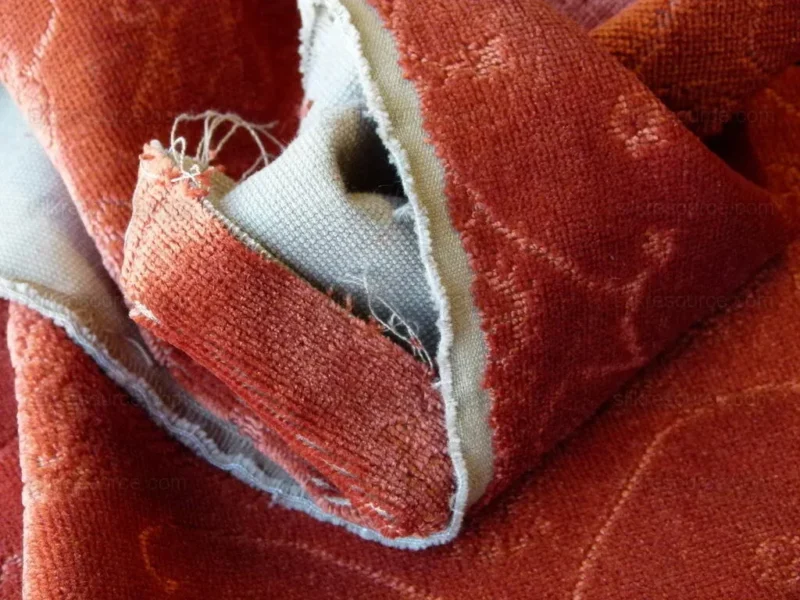 P1020306.jpg Scalamandre Pennsbury Cut Linen Velvet Renaissance Coral Red MSRP USD 504/Y