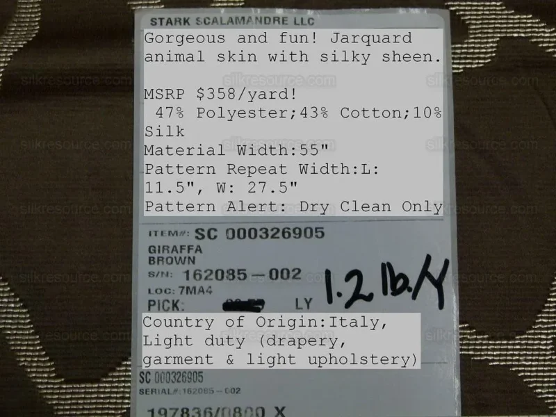 Scalamandre Giraffa Brown Giraffe Animal Skin Safari Heavy Jacquard MSRP USD 358/y