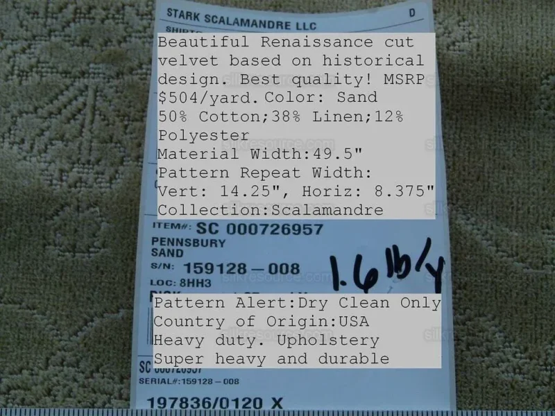 P1020768.jpg Scalamandre Pennsbury Cut Linen Velvet Renaissance Sand Msrp USD 504/y