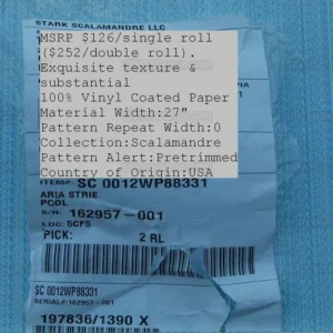 Aria Strie Pool Blue Wallpaper Scalamandre 5 Yards Single Roll Rp126roll