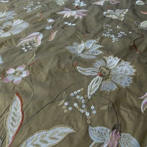 NADINA TOBACCO BROWN SCALAMANDRE Silk embroidery MSRP 328/Y
