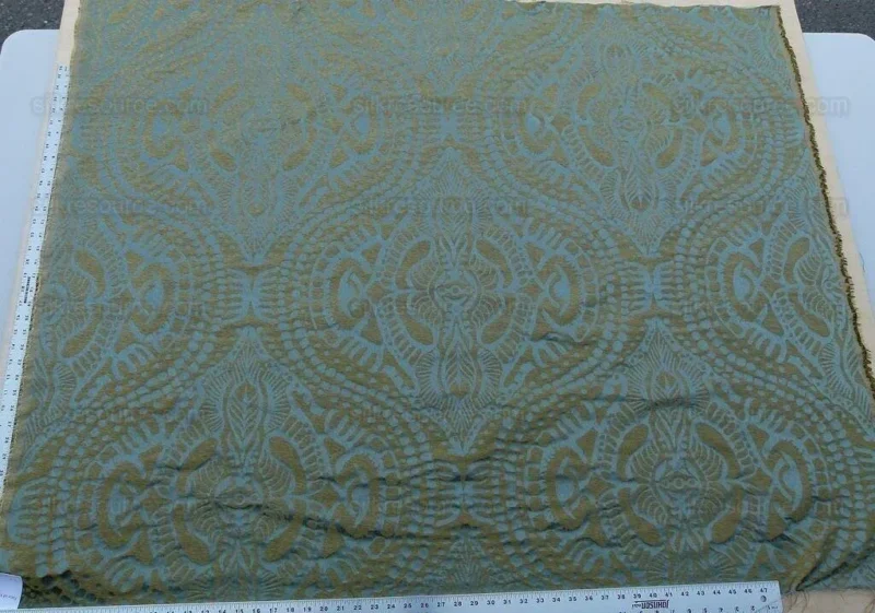 By yard Scalamandre  Ethnic Damask Reef Blue Cotton Silk Lampas African Abstract MSRP USD 432/Y