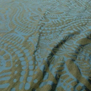 By yard Scalamandre  Ethnic Damask Reef Blue Cotton Silk Lampas African Abstract MSRP USD 432/Y