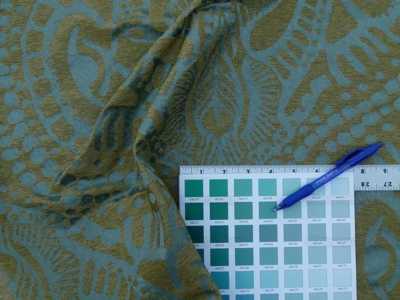 By yard Scalamandre  Ethnic Damask Reef Blue Cotton Silk Lampas African Abstract MSRP USD 432/Y