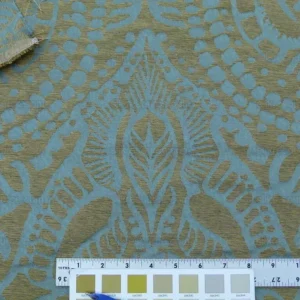 By yard Scalamandre  Ethnic Damask Reef Blue Cotton Silk Lampas African Abstract MSRP USD 432/Y