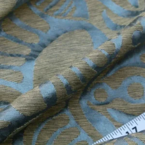 By yard Scalamandre  Ethnic Damask Reef Blue Cotton Silk Lampas African Abstract MSRP USD 432/Y