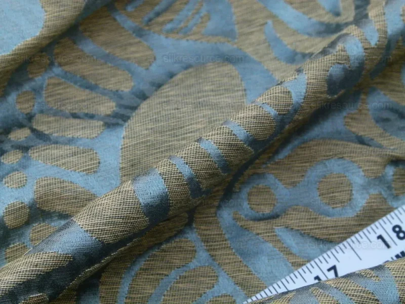 By yard Scalamandre  Ethnic Damask Reef Blue Cotton Silk Lampas African Abstract MSRP USD 432/Y