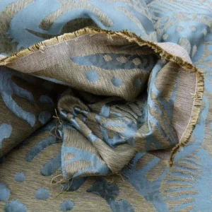 By yard Scalamandre  Ethnic Damask Reef Blue Cotton Silk Lampas African Abstract MSRP USD 432/Y