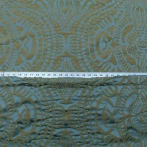 By yard Scalamandre  Ethnic Damask Reef Blue Cotton Silk Lampas African Abstract MSRP USD 432/Y