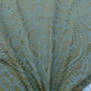 By yard Scalamandre  Ethnic Damask Reef Blue Cotton Silk Lampas African Abstract MSRP USD 432/Y