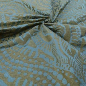 By yard Scalamandre  Ethnic Damask Reef Blue Cotton Silk Lampas African Abstract MSRP USD 432/Y