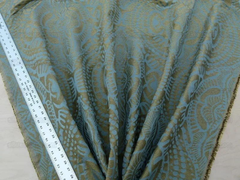 By yard Scalamandre  Ethnic Damask Reef Blue Cotton Silk Lampas African Abstract MSRP USD 432/Y