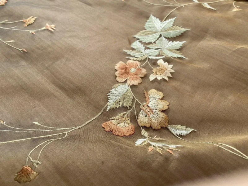 13.875Y Kravet Bengal Garden Silk Organza Embroidery Cafe Brown 13.875Y Kravet Bengal Garden Silk Organza Embroidery Cafe Brown