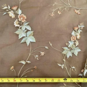 bengal-2.jpg By Yard Kravet Bengal Garden Sheer Silk Organza Embroidery Cafe Brown MSRP USD 159/Y