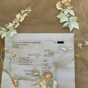 bengal-7.jpg By Yard Kravet Bengal Garden Sheer Silk Organza Embroidery Cafe Brown MSRP USD 159/Y