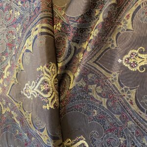 IMG_1618 **On hold By Yd Scalamandre Dhara Black Gold Silk Damask Embroidery MSRP USD 200/y