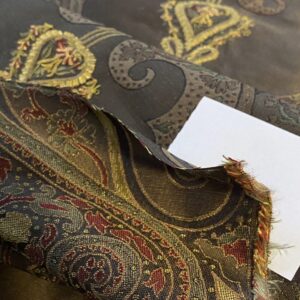 IMG_1620 **On hold By Yd Scalamandre Dhara Black Gold Silk Damask Embroidery MSRP USD 200/y