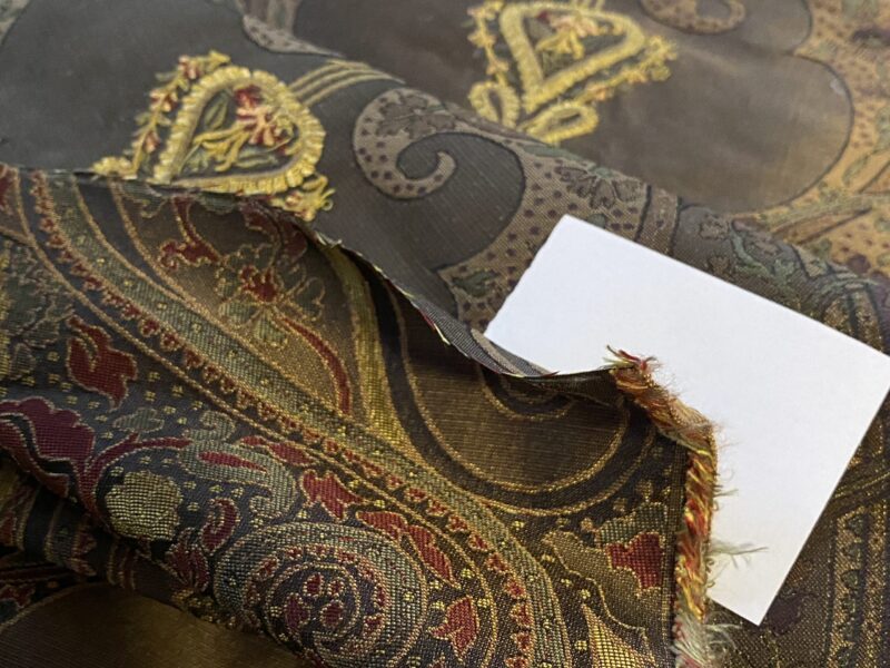 IMG_1620 **On hold By Yd Scalamandre Dhara Black Gold Silk Damask Embroidery MSRP USD 200/y