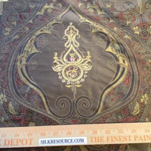 IMG_1622 **On hold By Yd Scalamandre Dhara Black Gold Silk Damask Embroidery MSRP USD 200/y